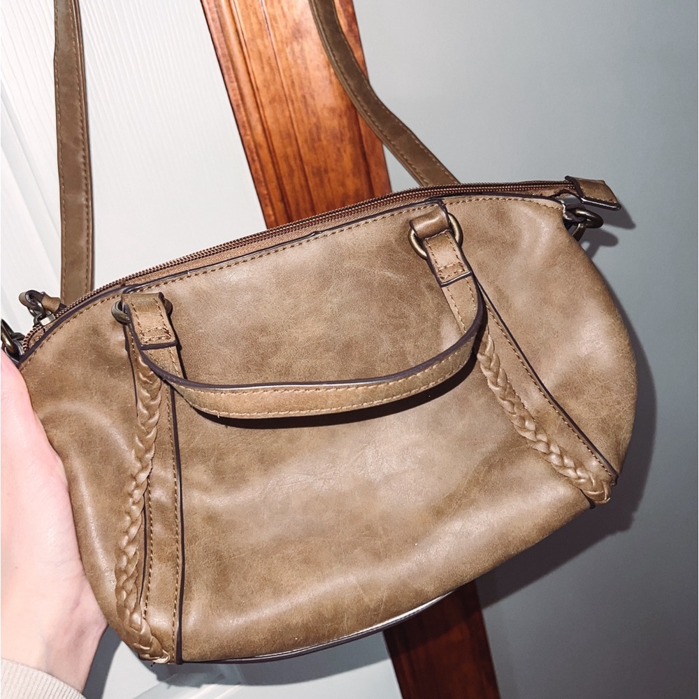 Belk Brown Braided Crossbody Bag